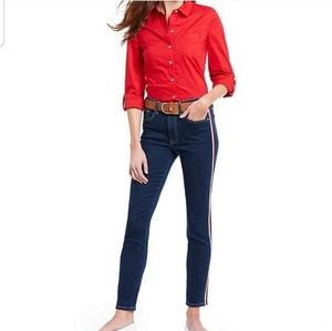 Tommy Hilfiger women red button down shirt